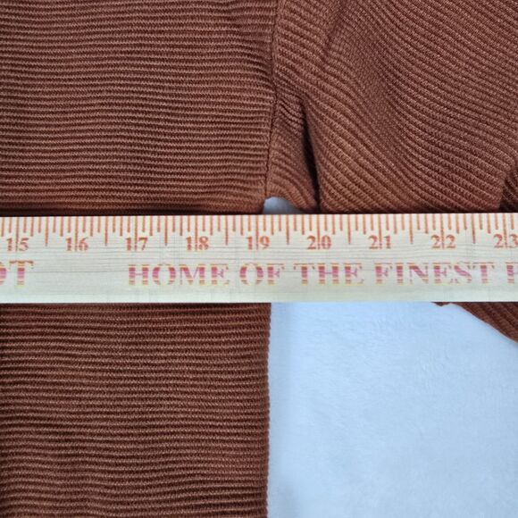 BTFBM Ribbed Mock Neck Long Sleeve Women’s Top Small Brown Casual Pullover - Picture 9 of 12